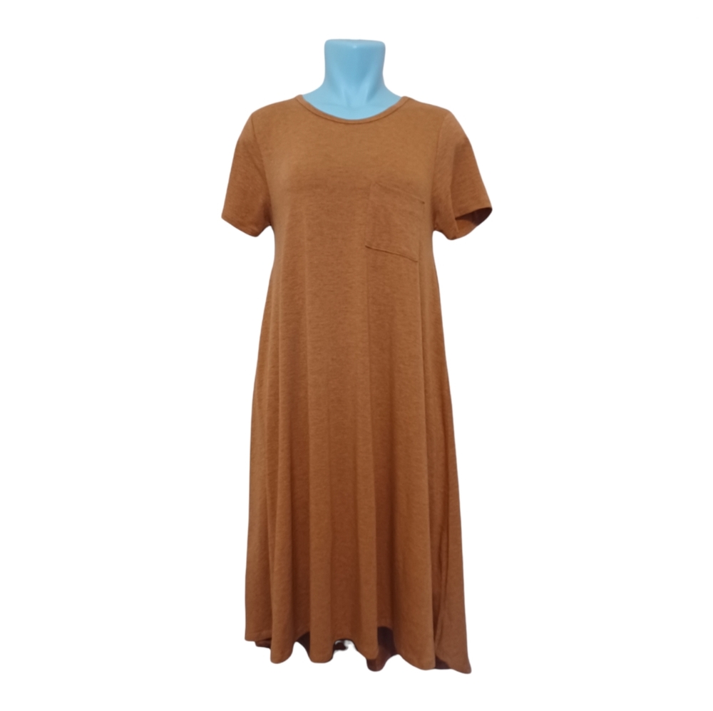 LuLaRoe Carly Perfect Fall Dress Tan Size Small - Picture 2 of 10